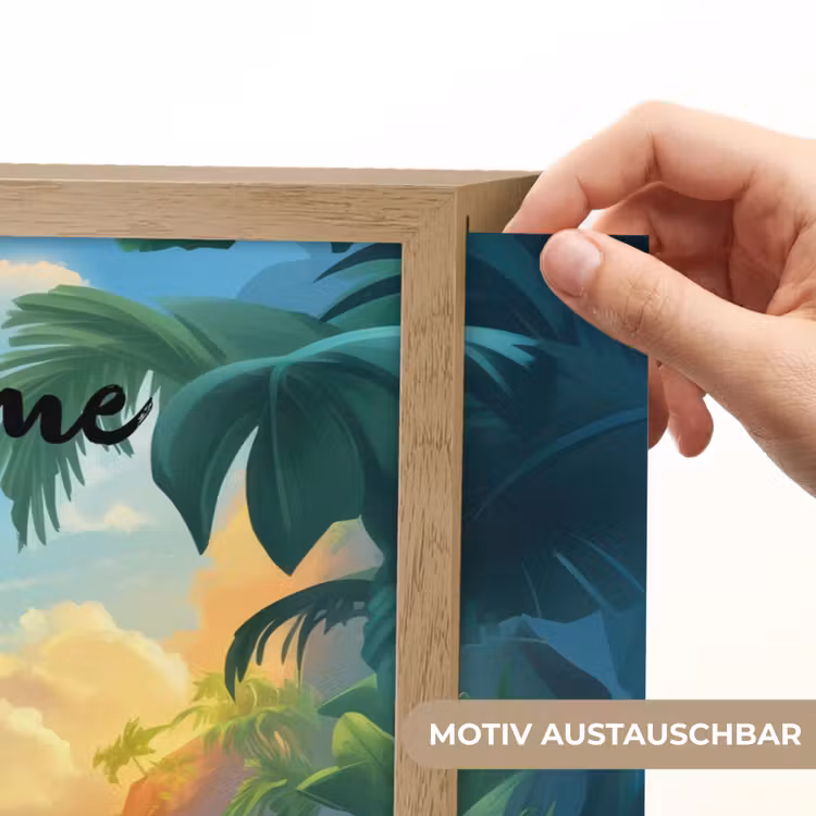Flamingo - Dinosaurus - Strand - Kleurrijk Light Box met batterij (Wandlamp kind) middel -USP_websiteprintDE