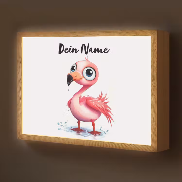 Flamingo - Roze - Water Light Box met batterij (Wandlamp kind) middel -z3d_website