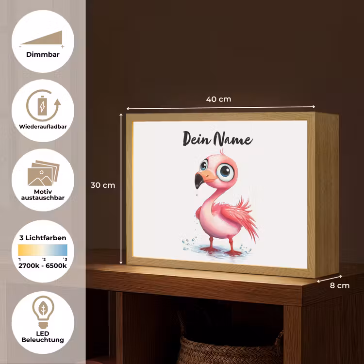 Flamingo - Roze - Water Light Box met batterij (Wandlamp kind) middel -USP_websiteoverzichtDE