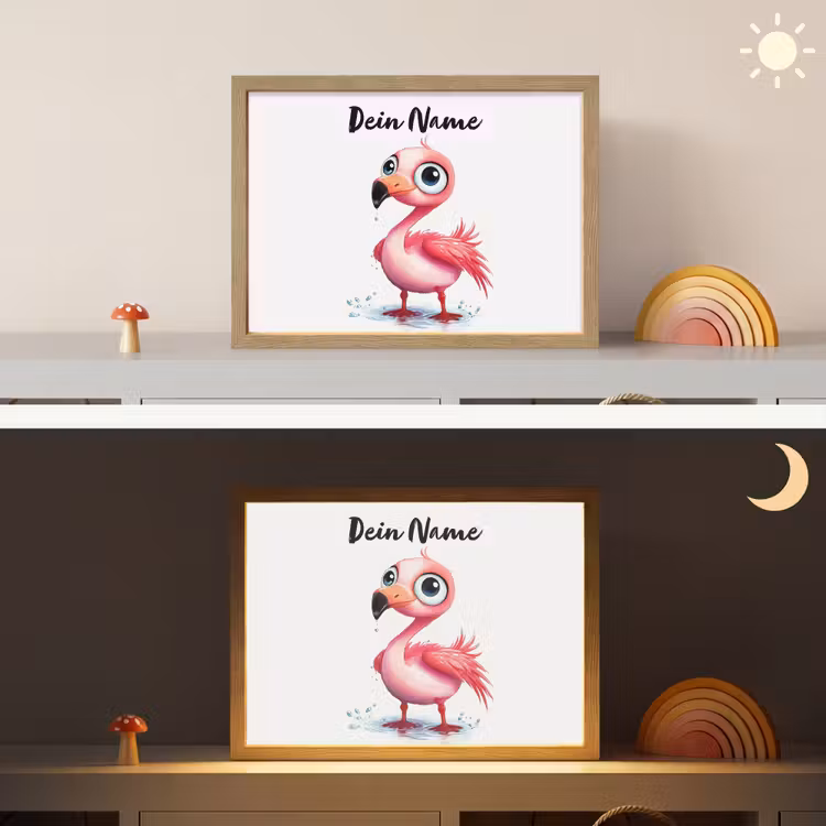 Flamingo - Roze - Water Light Box met batterij (Wandlamp kind) middel -sfeer3_kind