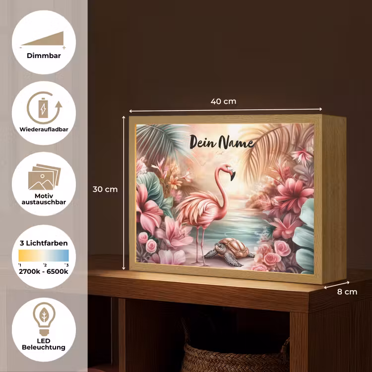 Flamingo - Schildpad - Roze Light Box met batterij (Wandlamp kind) middel -USP_websiteoverzichtDE
