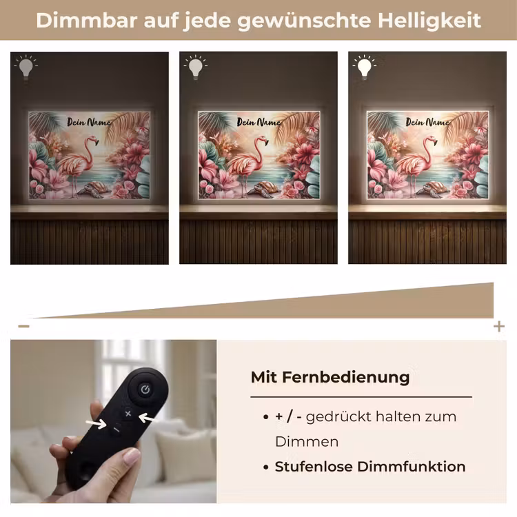 Flamingo - Schildpad - Roze Light Box met batterij (Wandlamp kind) middel -USP_dimbaarDE