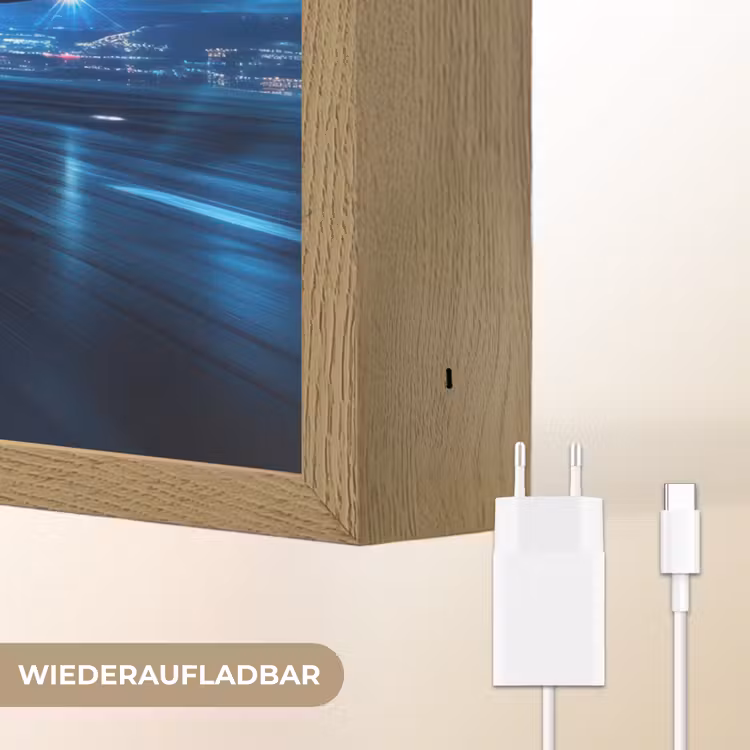 Vliegtuig - Blauw - Futuristisch Light Box met batterij (Wandlamp kind) middel -USP_websiteoplaadbaarDE