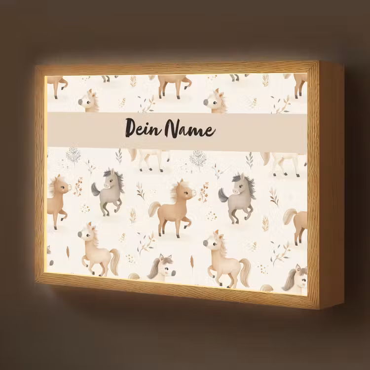 Veulens - Paard - Patroon - Beige Light Box met batterij (Wandlamp kind) middel -z3d_website