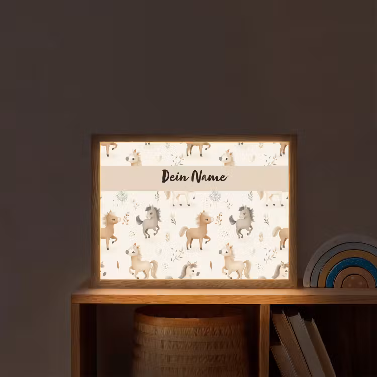 Veulens - Paard - Patroon - Beige Light Box met batterij (Wandlamp kind) middel -sfeer1_kind