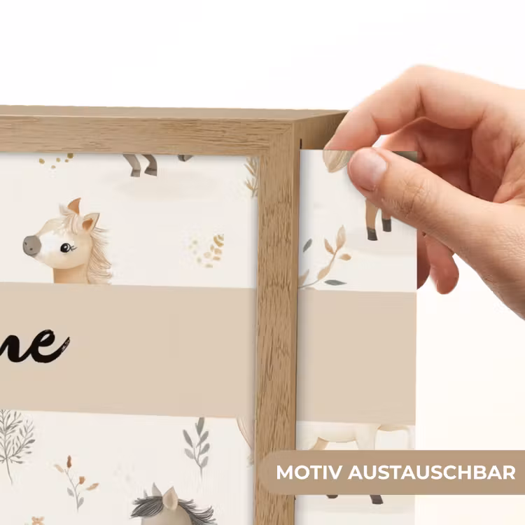 Veulens - Paard - Patroon - Beige Light Box met batterij (Wandlamp kind) middel -USP_websiteprintDE