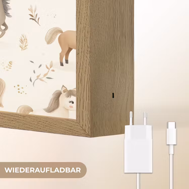Veulens - Paard - Patroon - Beige Light Box met batterij (Wandlamp kind) middel -USP_websiteoplaadbaarDE