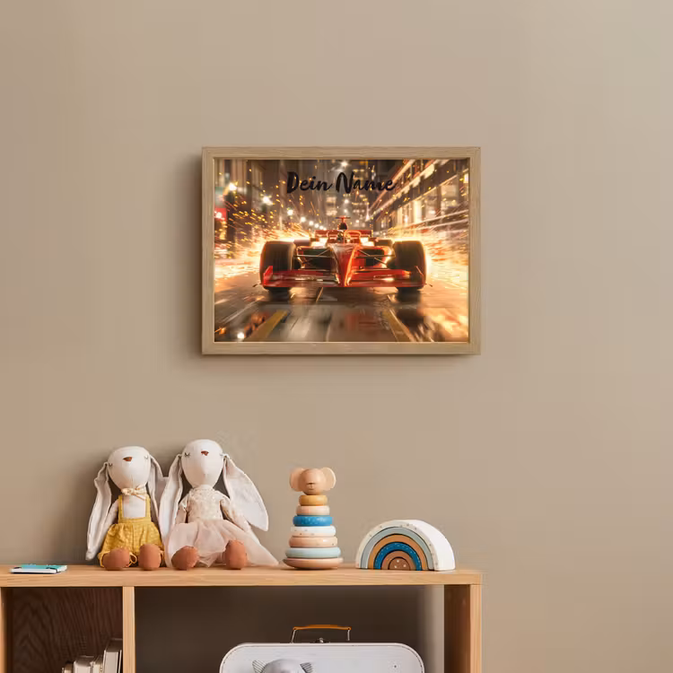 Formule 1 - Auto - Race - Goud - Jongens Light Box met batterij (Wandlamp kind) middel -sfeer2_kind