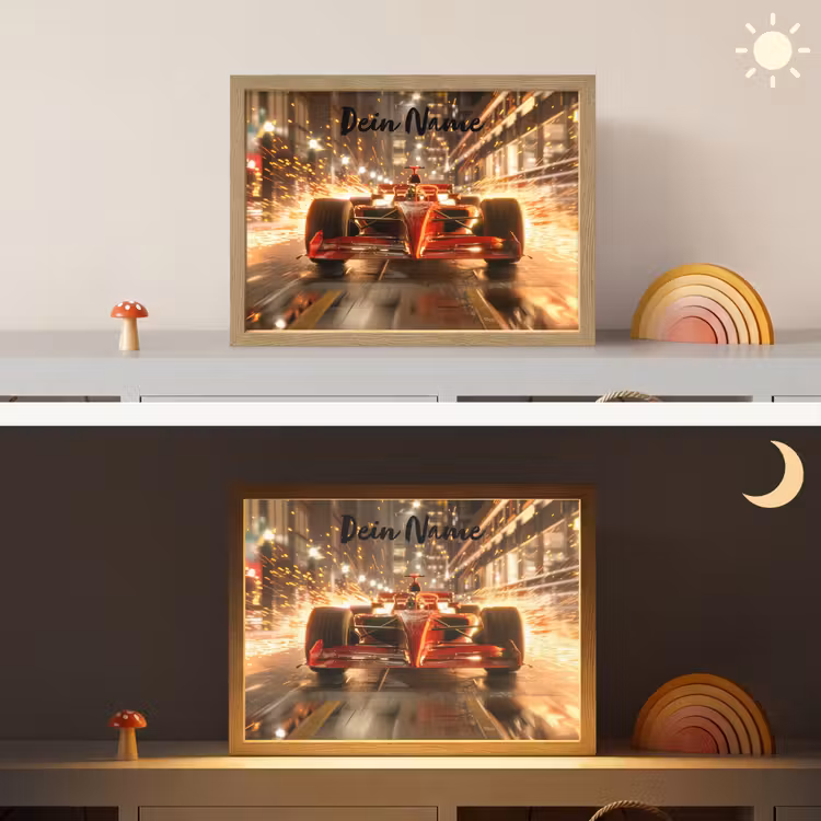 Formule 1 - Auto - Race - Goud - Jongens Light Box met batterij (Wandlamp kind) middel -sfeer3_kind