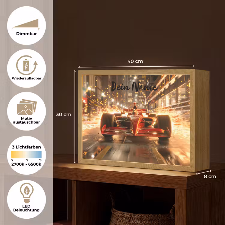 Formule 1 - Auto - Race - Goud - Jongens Light Box met batterij (Wandlamp kind) middel -USP_websiteoverzichtDE