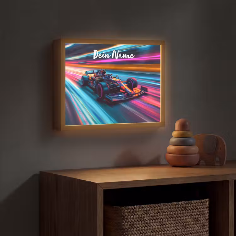 Formule 1 - Auto - Race - Jongens - Kleurrijk Light Box met batterij (Wandlamp kind) middel -sfeer5_kind
