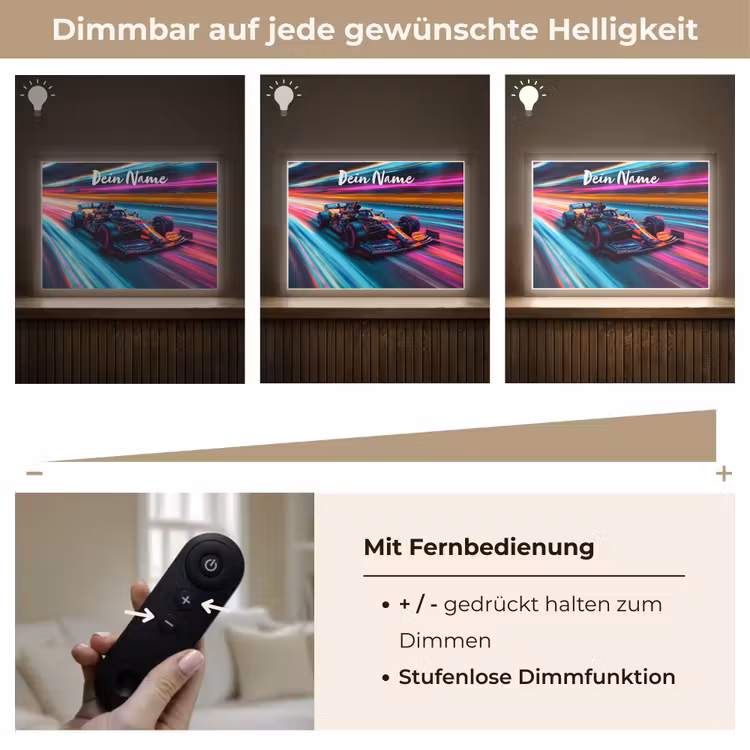 Formule 1 - Auto - Race - Jongens - Kleurrijk Light Box met batterij (Wandlamp kind) middel -USP_dimbaarDE
