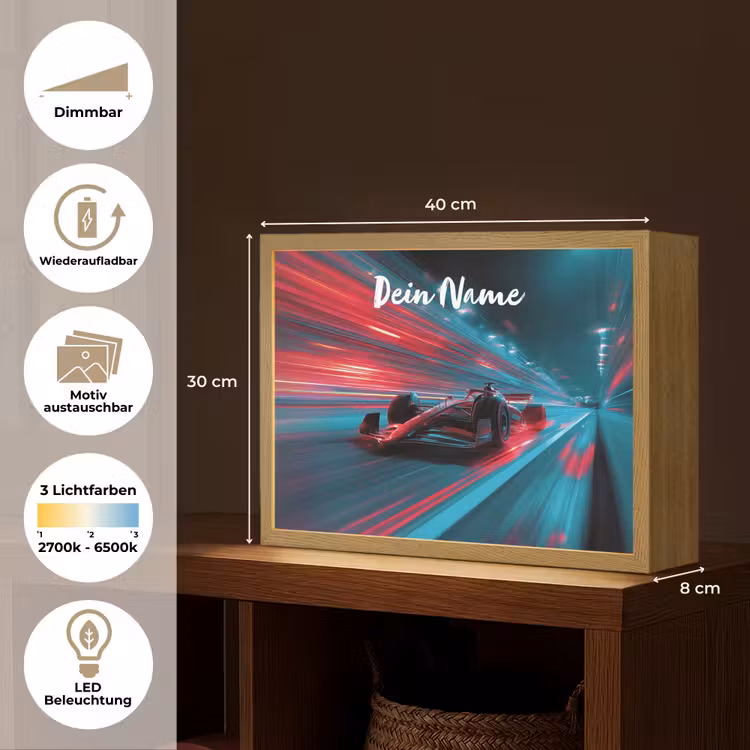 Formule 1 - Raceauto - Rood - Neonverlichting Light Box met batterij (Wandlamp kind) middel -USP_websiteoverzichtDE