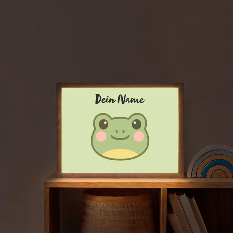 Kikker - Groen - Gezichtje Light Box met batterij (Wandlamp kind) middel -sfeer1_kind