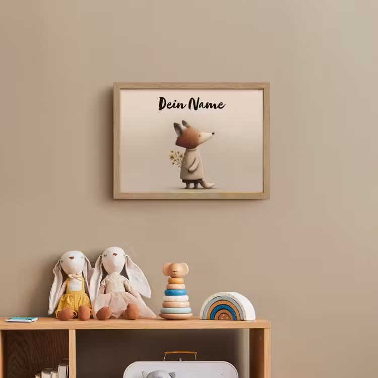 Vos - Gele bloemen - Minimalistisch Light Box met batterij (Wandlamp kind) middel -sfeer2_kind