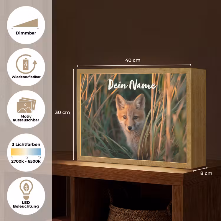 Vos - Oranje - Gras Light Box met batterij (Wandlamp kind) middel -USP_websiteoverzichtDE