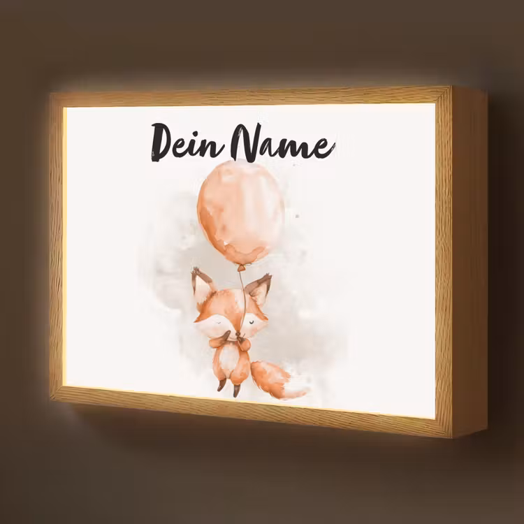 Vos - Pastel kleuren - Dier Light Box met batterij (Wandlamp kind) middel -z3d_website