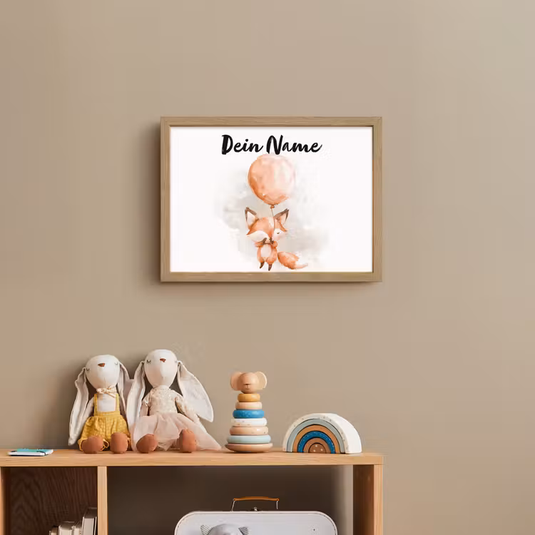 Vos - Pastel kleuren - Dier Light Box met batterij (Wandlamp kind) middel -sfeer2_kind