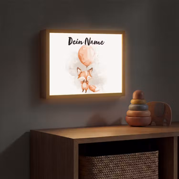 Vos - Pastel kleuren - Dier Light Box met batterij (Wandlamp kind) middel -sfeer5_kind