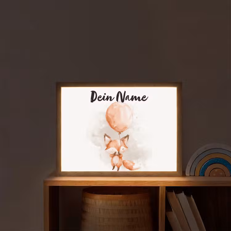 Vos - Pastel kleuren - Dier Light Box met batterij (Wandlamp kind) middel -sfeer1_kind