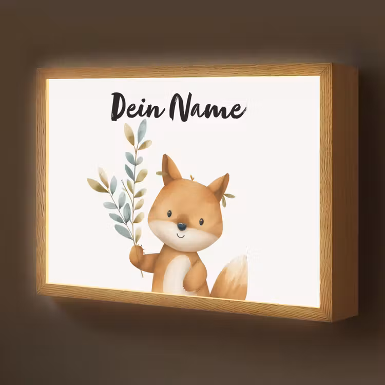 Vos - Dier - Bosdieren Light Box met batterij (Wandlamp kind) middel -z3d_website