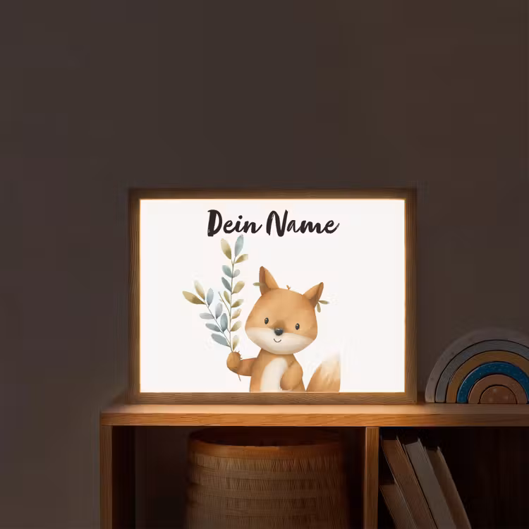 Vos - Dier - Bosdieren Light Box met batterij (Wandlamp kind) middel -sfeer1_kind
