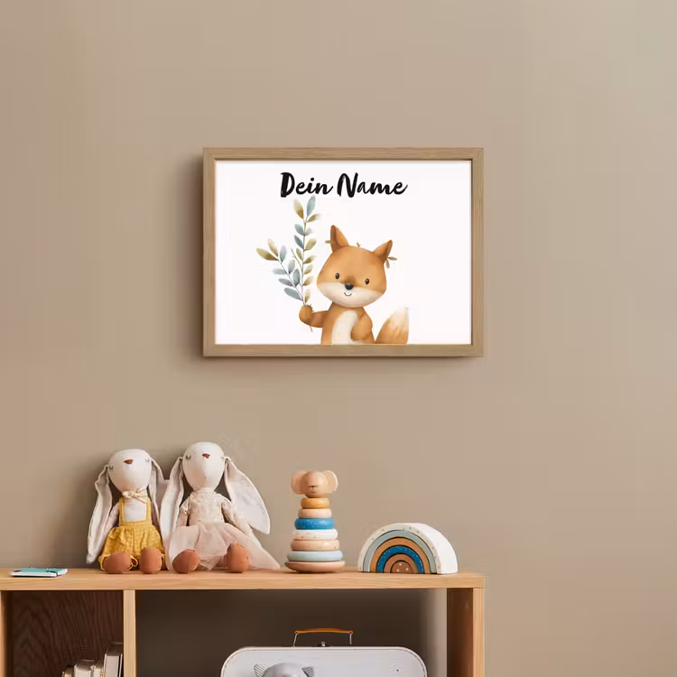 Vos - Dier - Bosdieren Light Box met batterij (Wandlamp kind) middel -sfeer2_kind