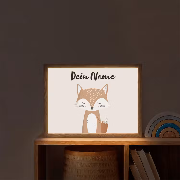 Vos - Dier - Bosdieren Light Box met batterij (Wandlamp kind) middel -sfeer1_kind