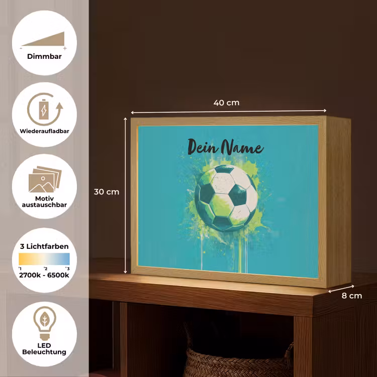 Voetbal - Abstract - Verfspatten - Groen Light Box met batterij (Wandlamp kind) middel -USP_websiteoverzichtDE