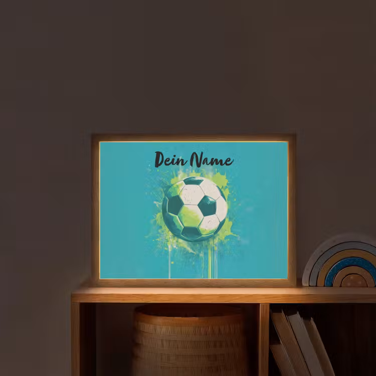 Voetbal - Abstract - Verfspatten - Groen Light Box met batterij (Wandlamp kind) middel -sfeer1_kind