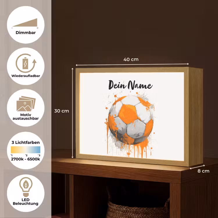 Voetbal - Abstract - Oranje - Verfspatten Light Box met batterij (Wandlamp kind) middel -USP_websiteoverzichtDE