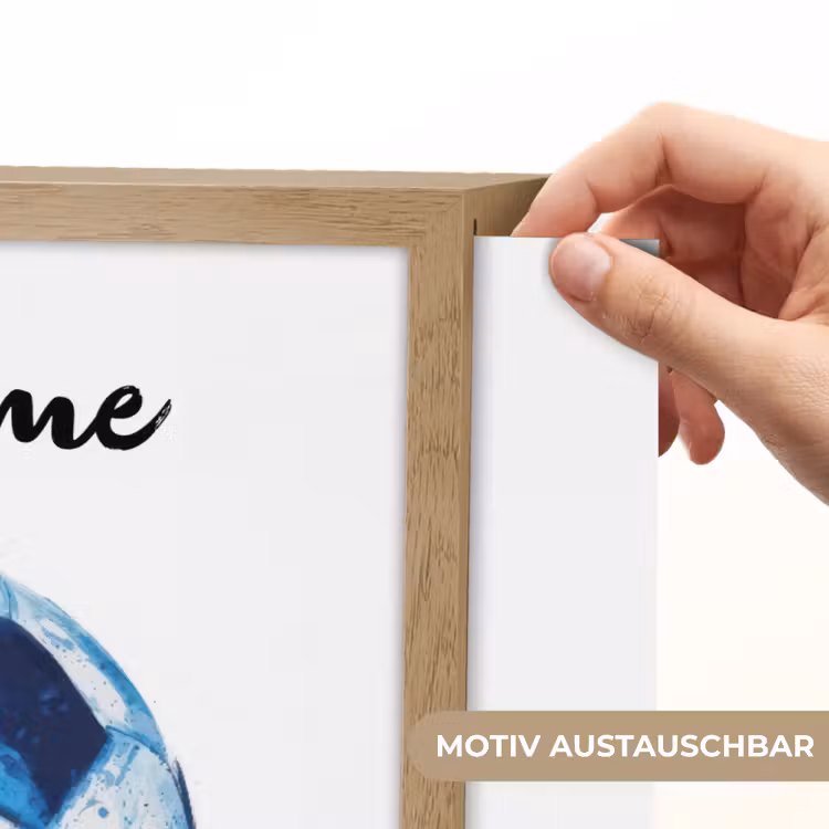 Voetbal - Blauw - Inkt - Spatten Light Box met batterij (Wandlamp kind) middel -USP_websiteprintDE