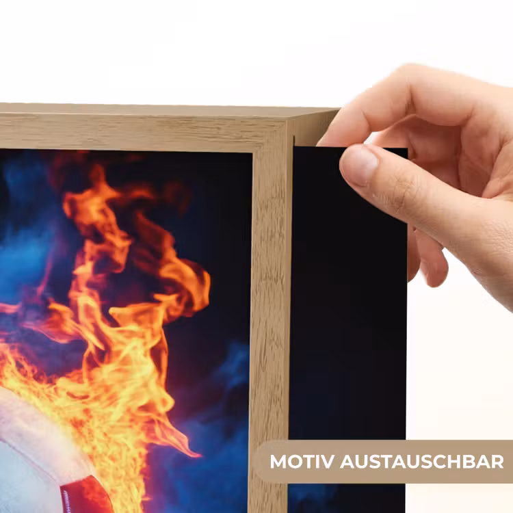 Voetbal - Vuur - IJs - Blauw Light Box met batterij (Wandlamp kind) middel -USP_websiteprintDE