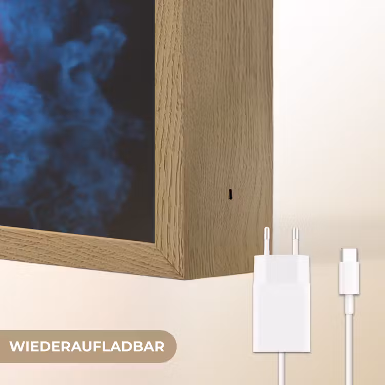 Voetbal - Vuur - IJs - Blauw Light Box met batterij (Wandlamp kind) middel -USP_websiteoplaadbaarDE
