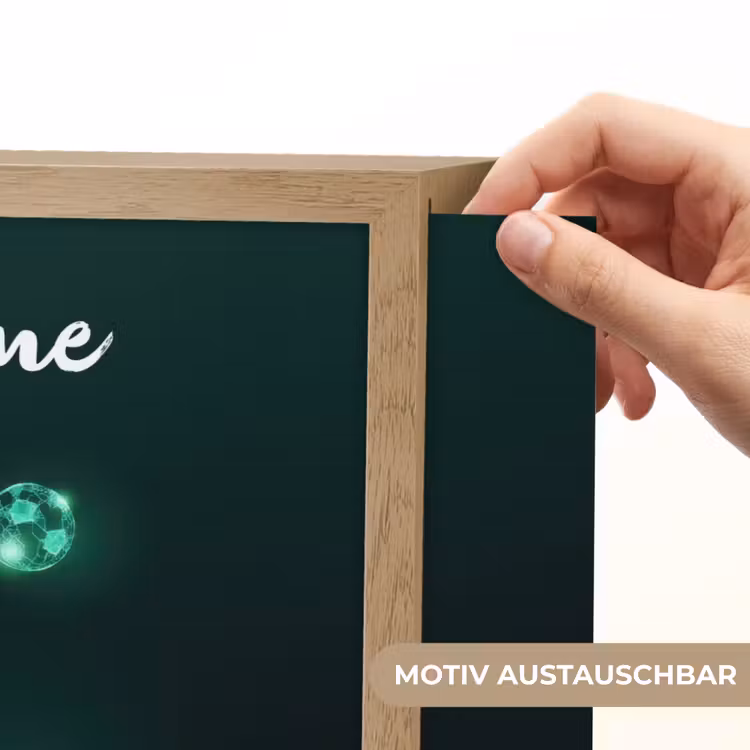 Voetbal - Voetballer - Jongen - Zwart Light Box met batterij (Wandlamp kind) middel -USP_websiteprintDE