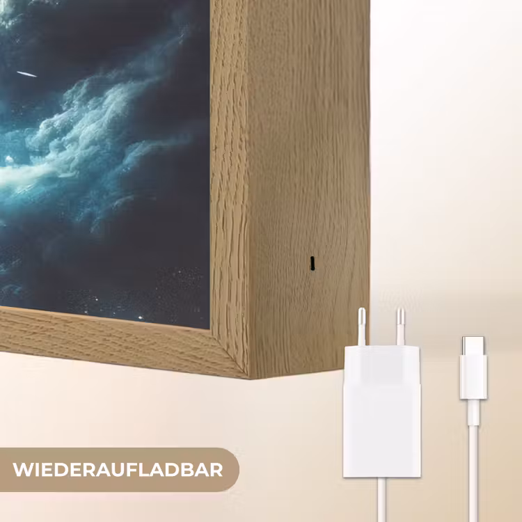 Voetbal - Galaxy - Ruimte - Sport - Blauw Light Box met batterij (Wandlamp kind) middel -USP_websiteoplaadbaarDE