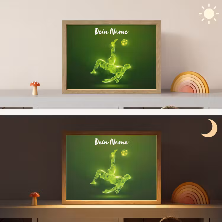 Voetbal - Groen - Omhaal Light Box met batterij (Wandlamp kind) middel -sfeer3_kind
