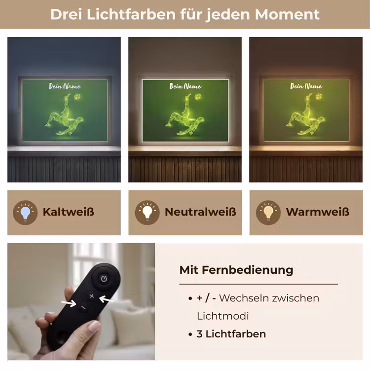 Voetbal - Groen - Omhaal Light Box met batterij (Wandlamp kind) middel -USP_lichtkleurDE