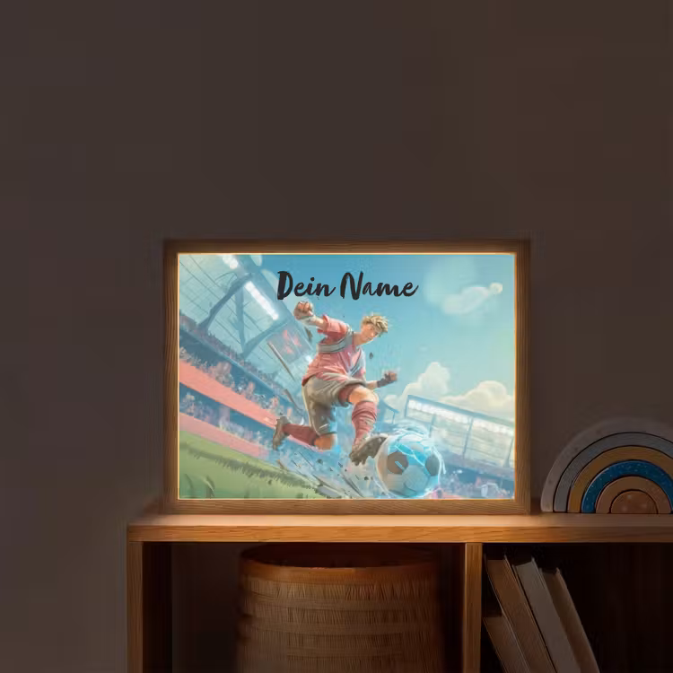 Voetbal - Jongen - Stadion - Elektrisch Light Box met batterij (Wandlamp kind) middel -sfeer1_kind