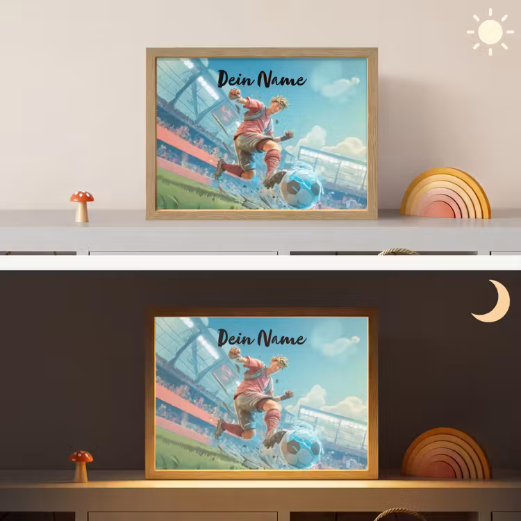 Voetbal - Jongen - Stadion - Elektrisch Light Box met batterij (Wandlamp kind) middel -sfeer3_kind