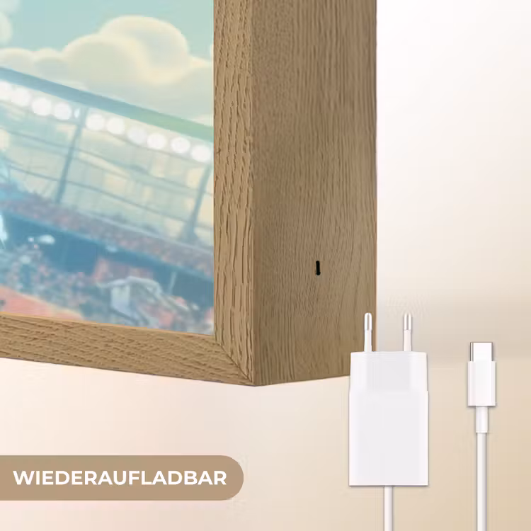 Voetbal - Jongen - Stadion - Elektrisch Light Box met batterij (Wandlamp kind) middel -USP_websiteoplaadbaarDE