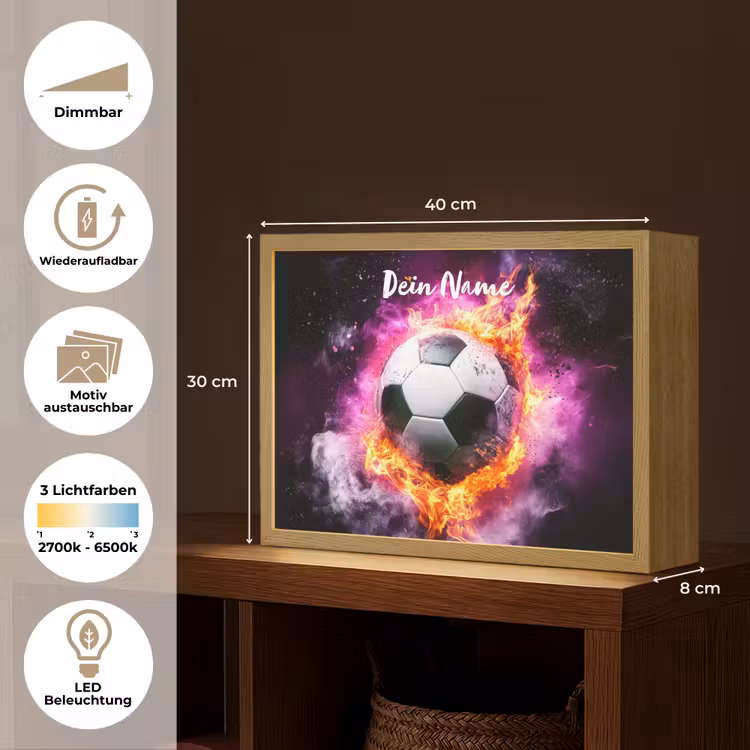 Voetbal - Roze - Vuur Light Box met batterij (Wandlamp kind) middel -USP_websiteoverzichtDE