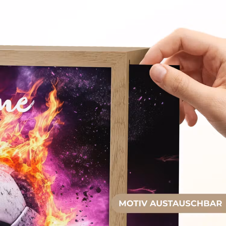 Voetbal - Roze - Vuur Light Box met batterij (Wandlamp kind) middel -USP_websiteprintDE