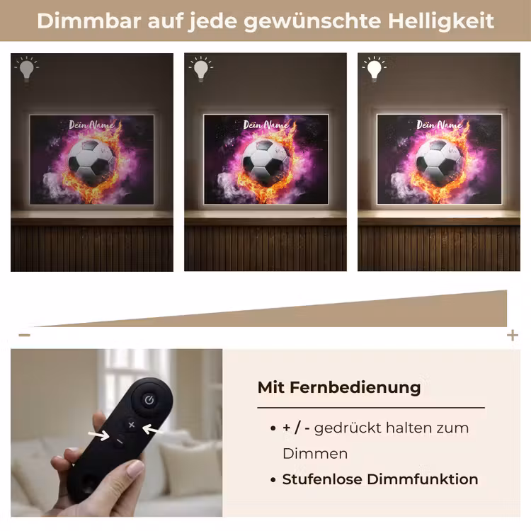 Voetbal - Roze - Vuur Light Box met batterij (Wandlamp kind) middel -USP_dimbaarDE
