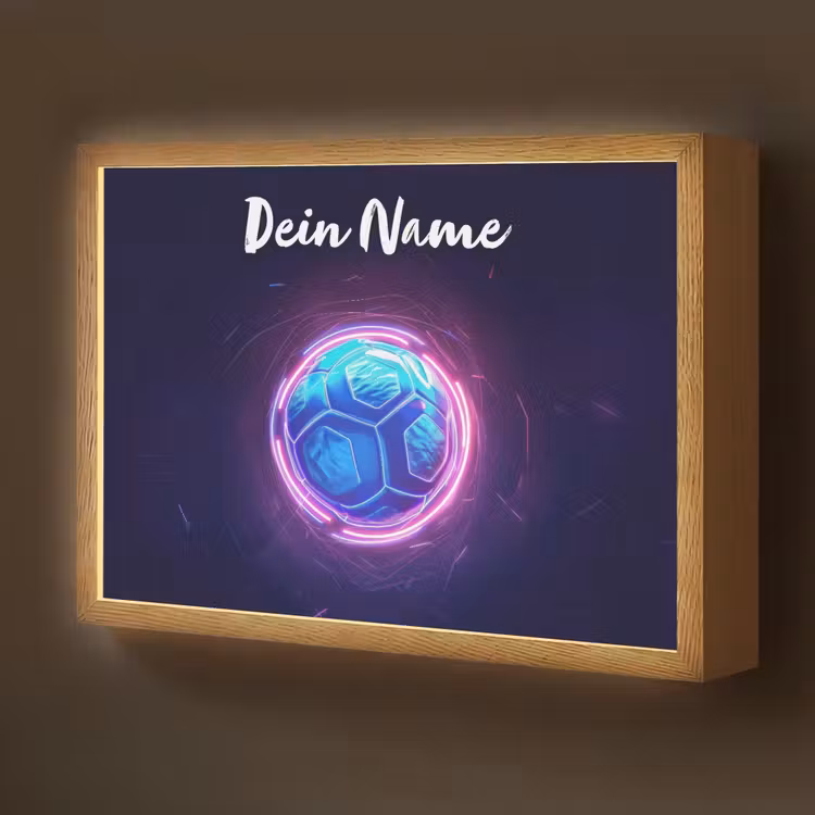 Voetbal - Sport - Blauw - Paars Light Box met batterij (Wandlamp kind) middel -z3d_website