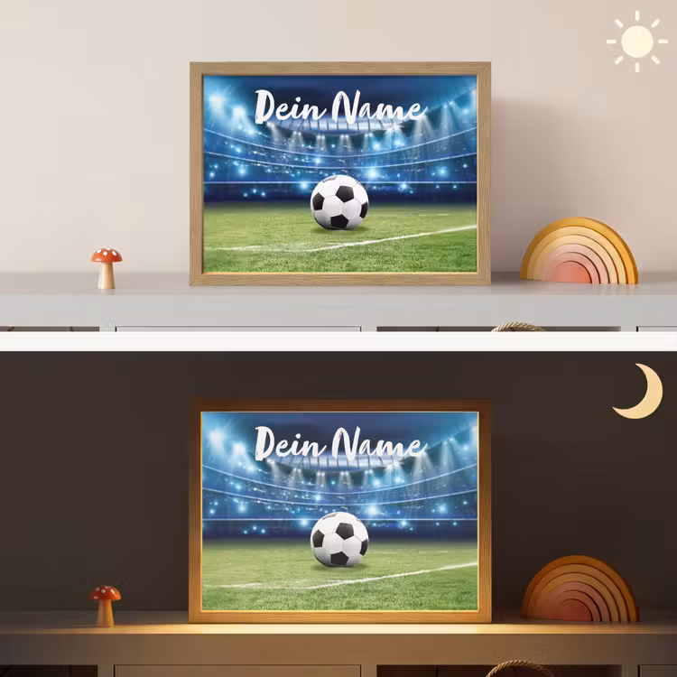 Voetbal - Stadion - Bal - Jongens Light Box met batterij (Wandlamp kind) middel -sfeer3_kind