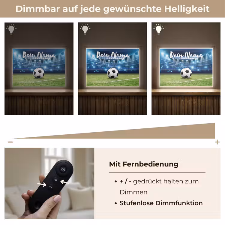 Voetbal - Stadion - Bal - Jongens Light Box met batterij (Wandlamp kind) middel -USP_dimbaarDE