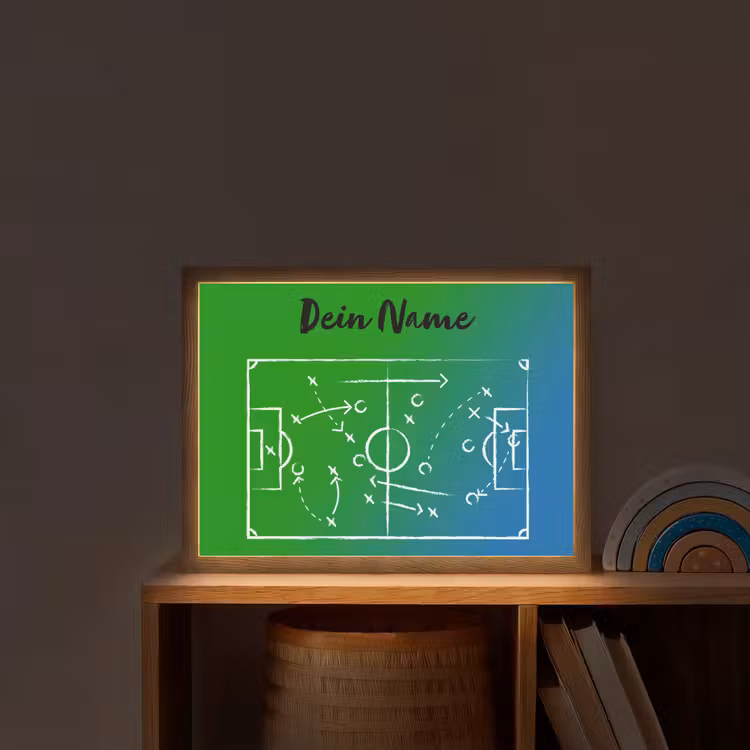 Voetbal - Tactiek - Spel - Groen - Blauw Light Box met batterij (Wandlamp kind) middel -sfeer1_kind