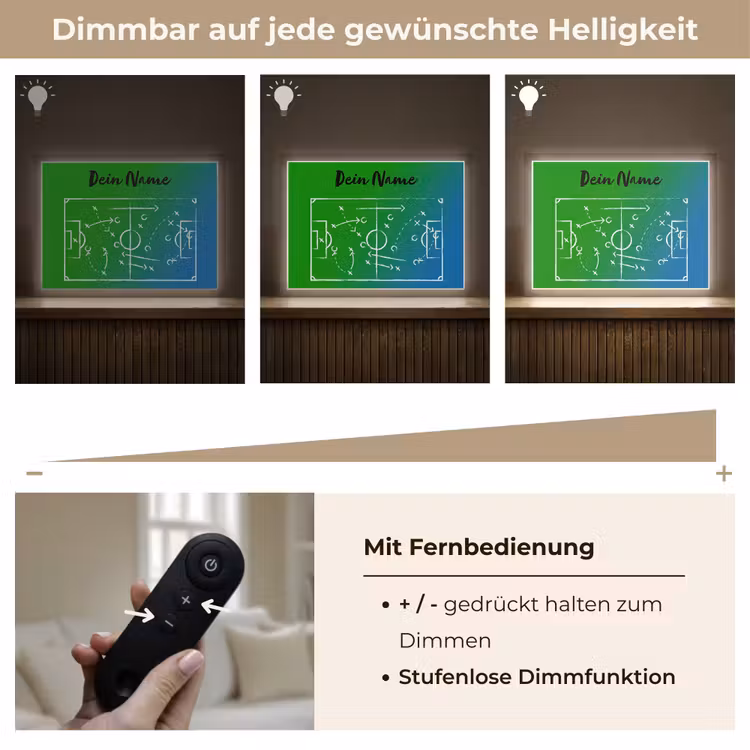 Voetbal - Tactiek - Spel - Groen - Blauw Light Box met batterij (Wandlamp kind) middel -USP_dimbaarDE