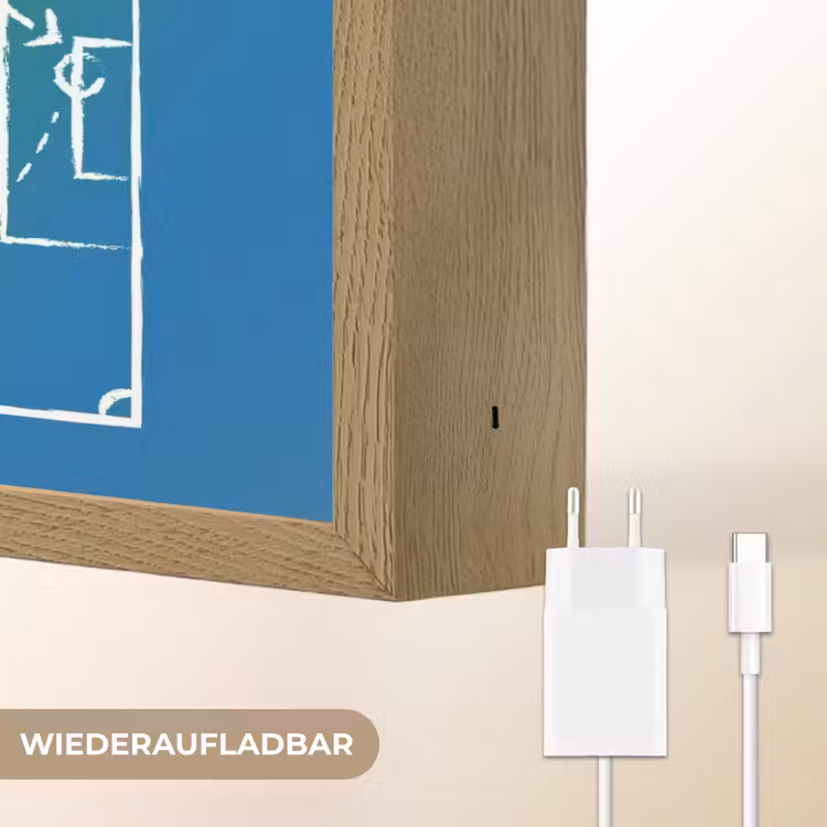 Voetbal - Tactiek - Spel - Groen - Blauw Light Box met batterij (Wandlamp kind) middel -USP_websiteoplaadbaarDE